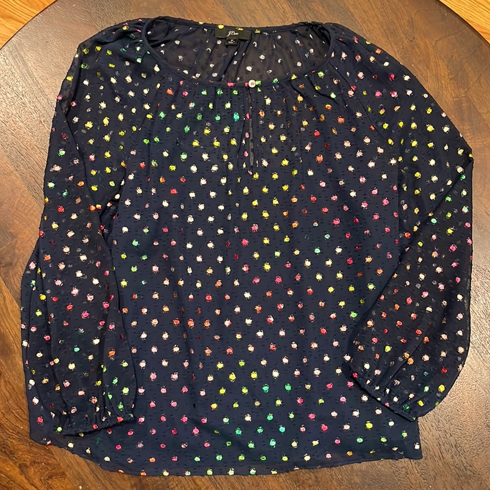 J. Crew navy shimmer top